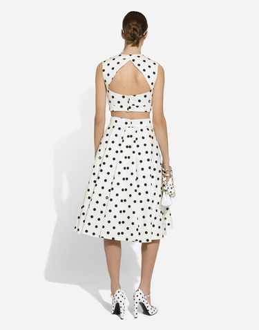 Nederdel Dolce & Gabbana Cotton Drill Calf-Length Circle Skirt With Polka Dot Print Hvid | F4CVMTFSFNMHWZRN, 2