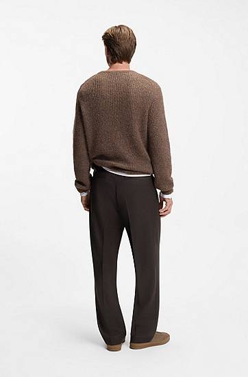 Bukser BOSS BECKHAM relaxed-fit trousers in virgin wool Brun | 50554905, 1