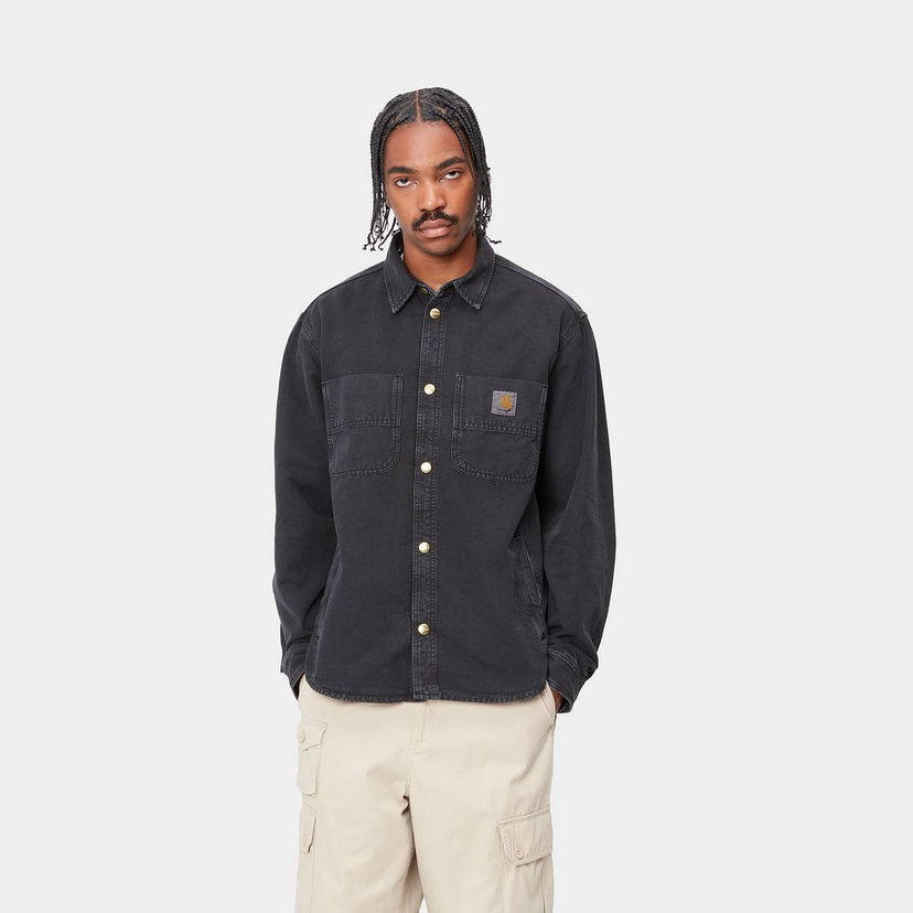 Skjorte Carhartt WIP Black Stone Dyed Shirt Jacket Sort | I033767_42