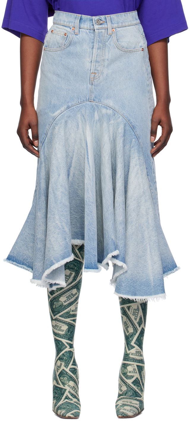 Nederdel VETEMENTS Flared Denim Midi Skirt Blå | WE64SK700N