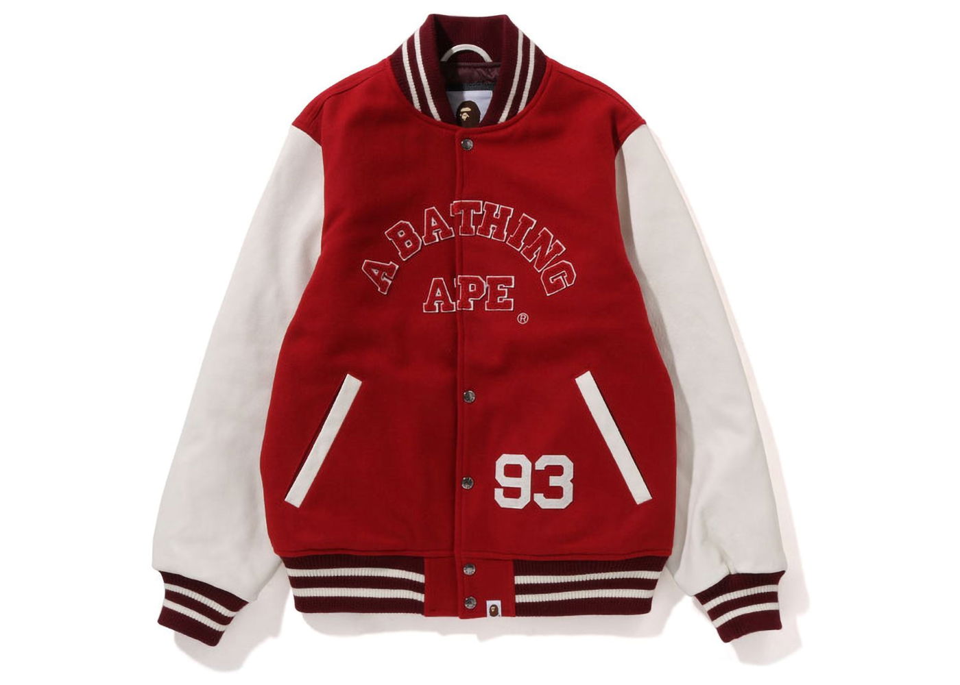 Jakke BAPE Giant Ape Head Varsity Jacket Bourgogne | 1I80-141-013, 0