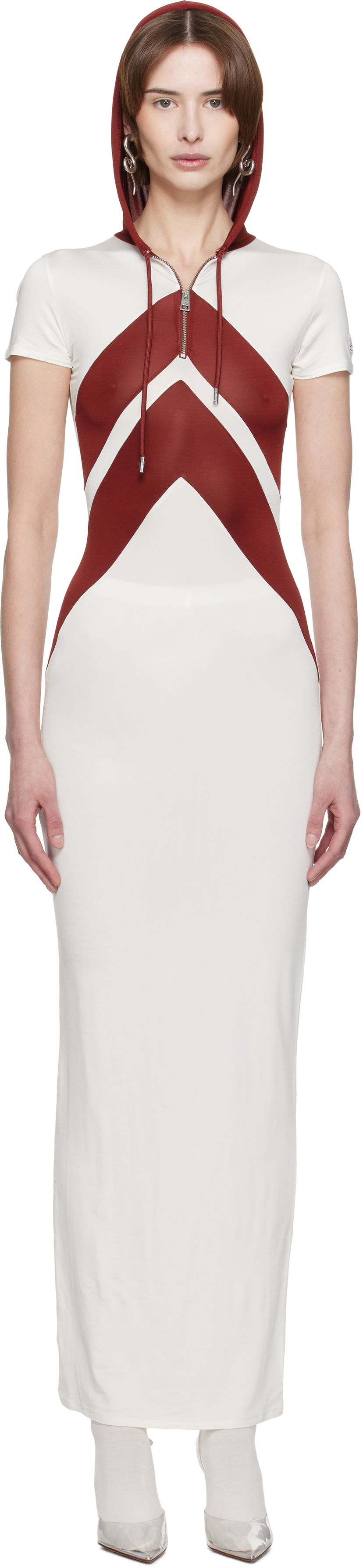 Kjole Jean Paul Gaultier Jean Paul Gaultier 'The Chevrons' Maxi Dress Hvid | 25/33-F-RO346P-J084-0128