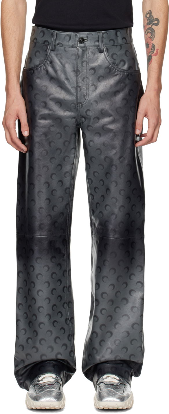 Bukser Marine Serre Marine Serre Moon Airbrushed Leather Pants Sort | MPA013A CLEA0050, 0