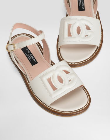 Tilbehør Dolce & Gabbana Dolce & Gabbana Calfskin Sandals With Cut-Out Logo Hvid | D11308A12238S936, 3