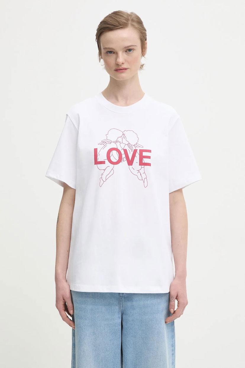 T-shirt Fiorucci Kissing Angels Love Print Regular T-Shirt Hvid | W25FWJTS001CJ01WH03