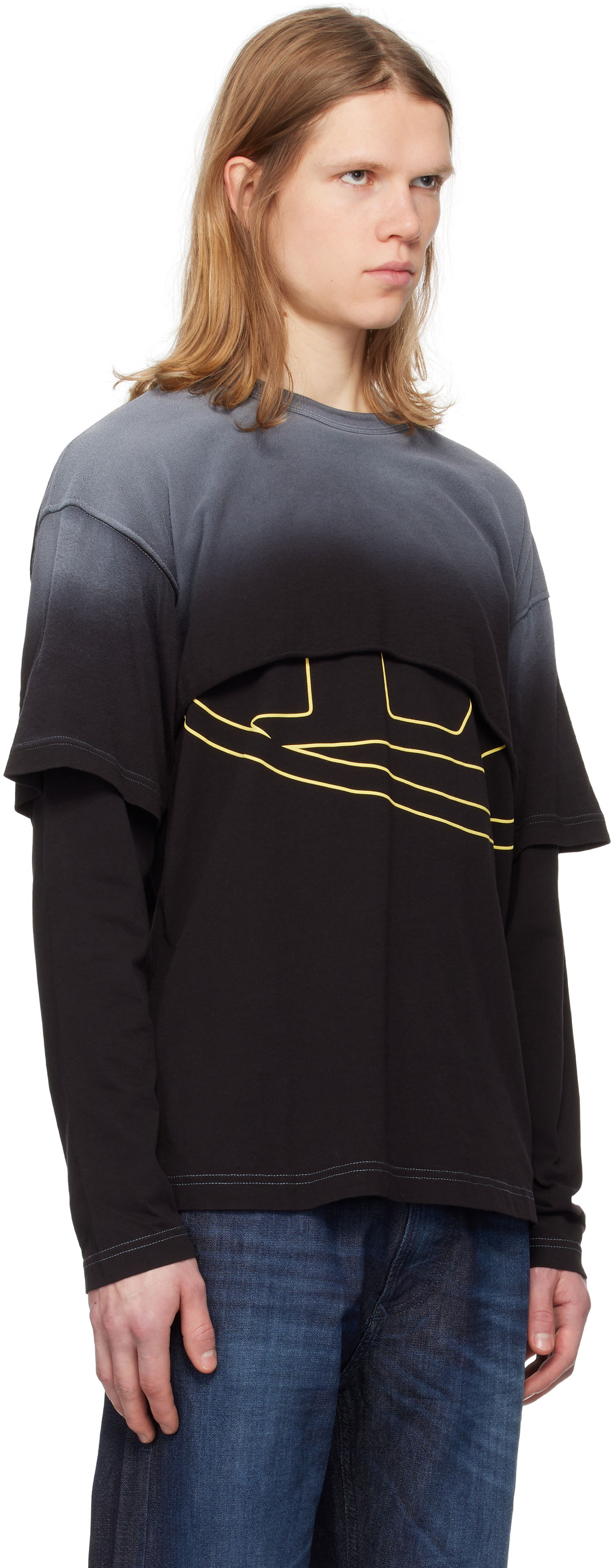 T-shirt Diesel Diesel T-Besh Cut Long Sleeve T-Shirt Sort | A16133-0KNAQ-9XX, 1