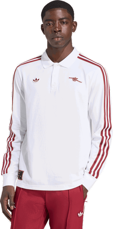 Polo skjorte adidas Performance Arsenal Terrace Icons Long Sleeve Polo Hvid | JM9396, 3