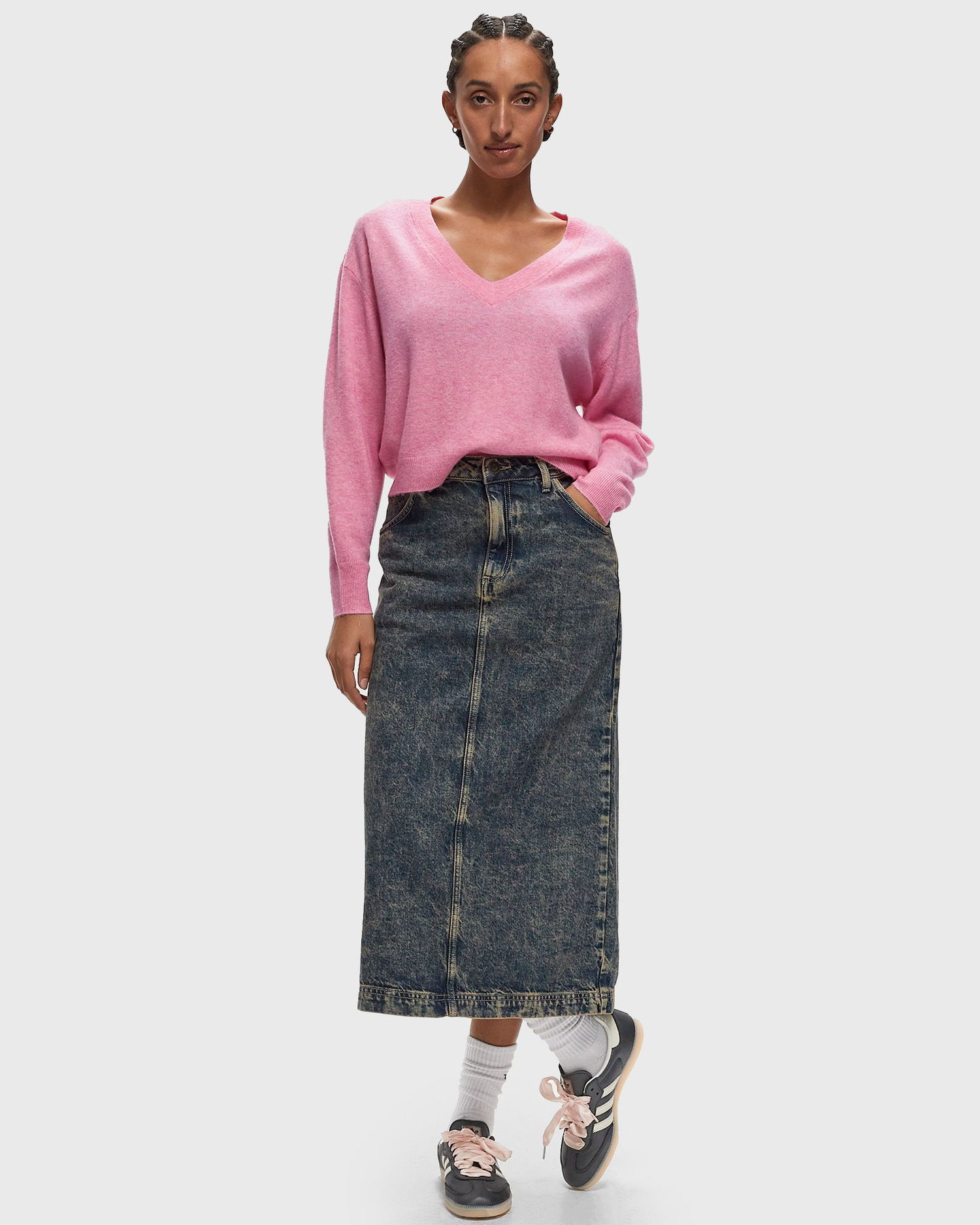Sweater American Vintage Sweater V-Neck Lyserød | RAX18AH24-PRINCESSE-CHINE, 1