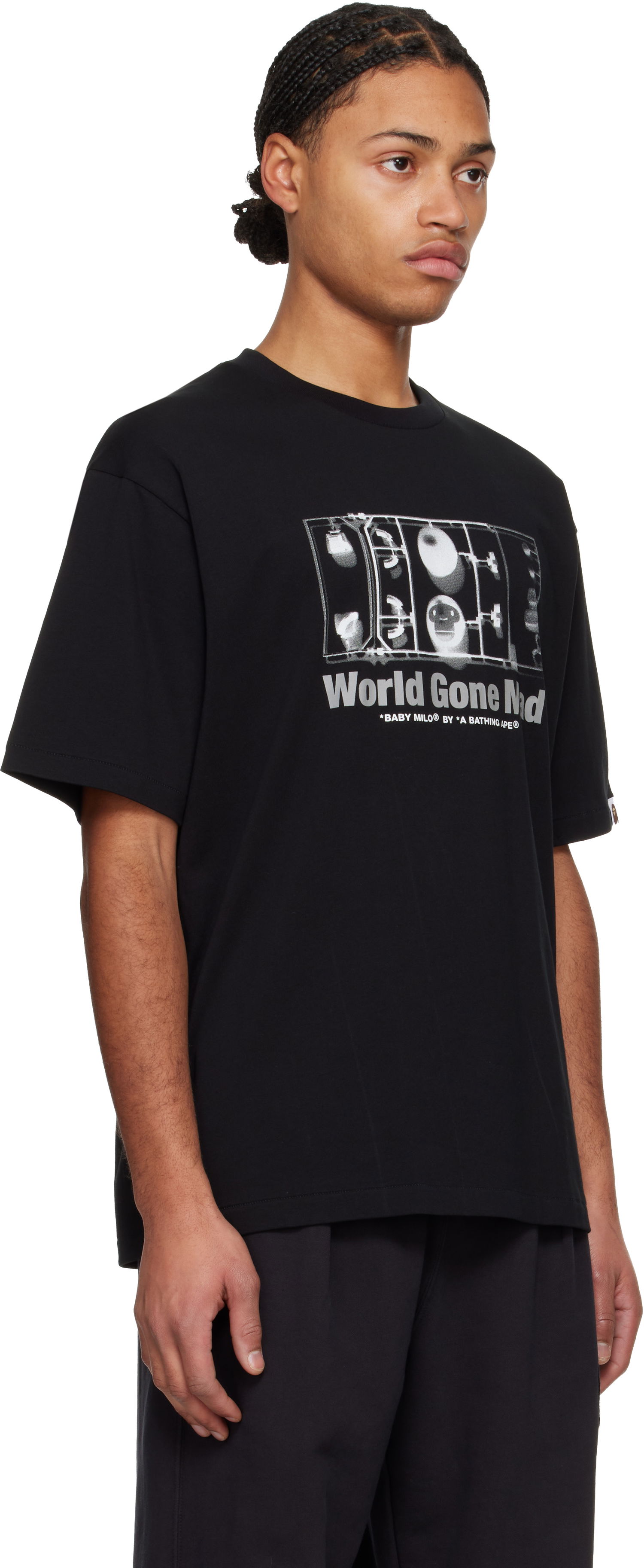 T-shirt BAPE Relaxed Fit 'Baby Milo' Figure Black T-Shirt Sort | 002TEK801304M, 1