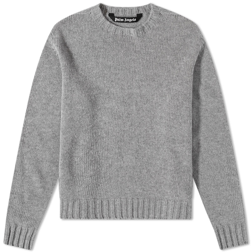 Sweater Palm Angels Curved Logo Crew Knit Melange Grey/White Grå | PMHE027C99KNI0010801, 0