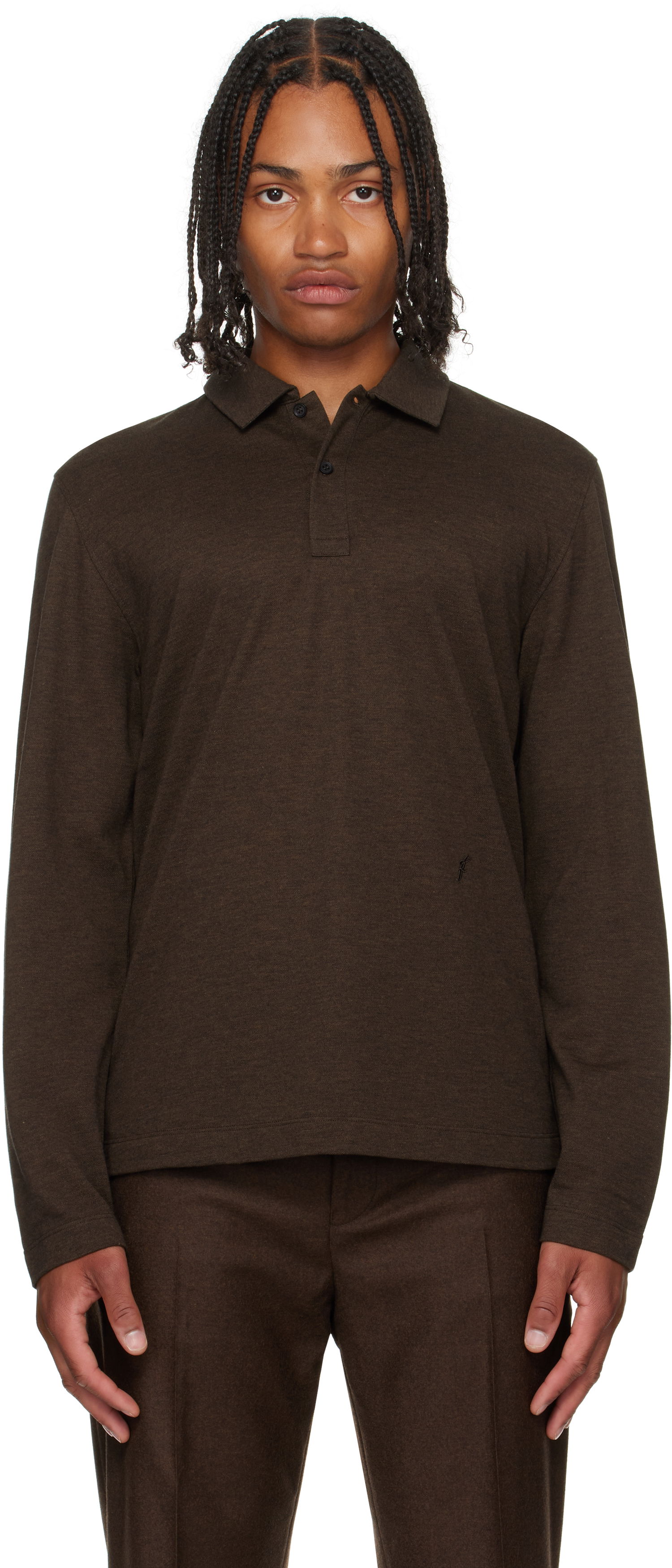 Polo skjorte FERRAGAMO Ferragamo Long Sleeve Polo Brun | 786359, 0