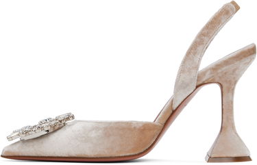 Sneakers og sko Amina Muaddi Sling Back Velvet Pumps With Embellishment Beige | BEGUM SLING VELVET, 2