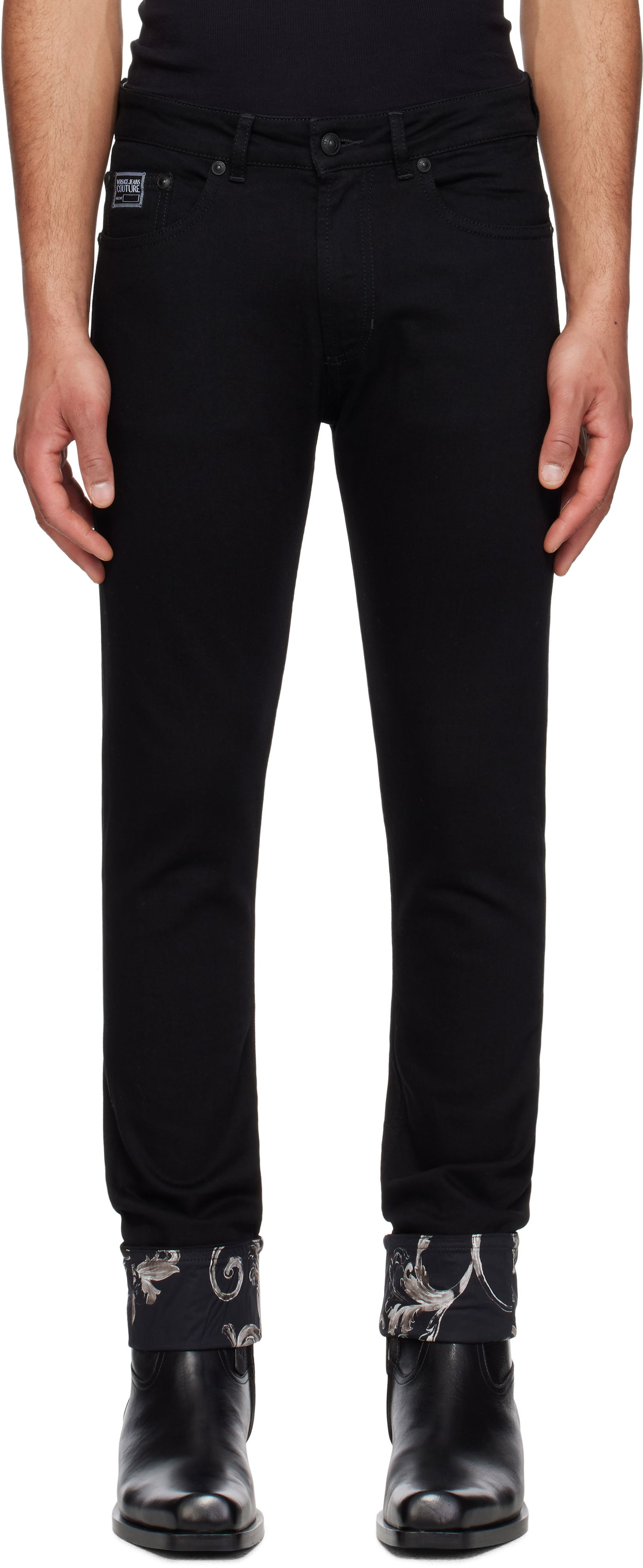 Jeans Versace Versace Jeans Couture Contrast Cuff Jeans Sort | E78GAB5DC_EDW040L54, 0
