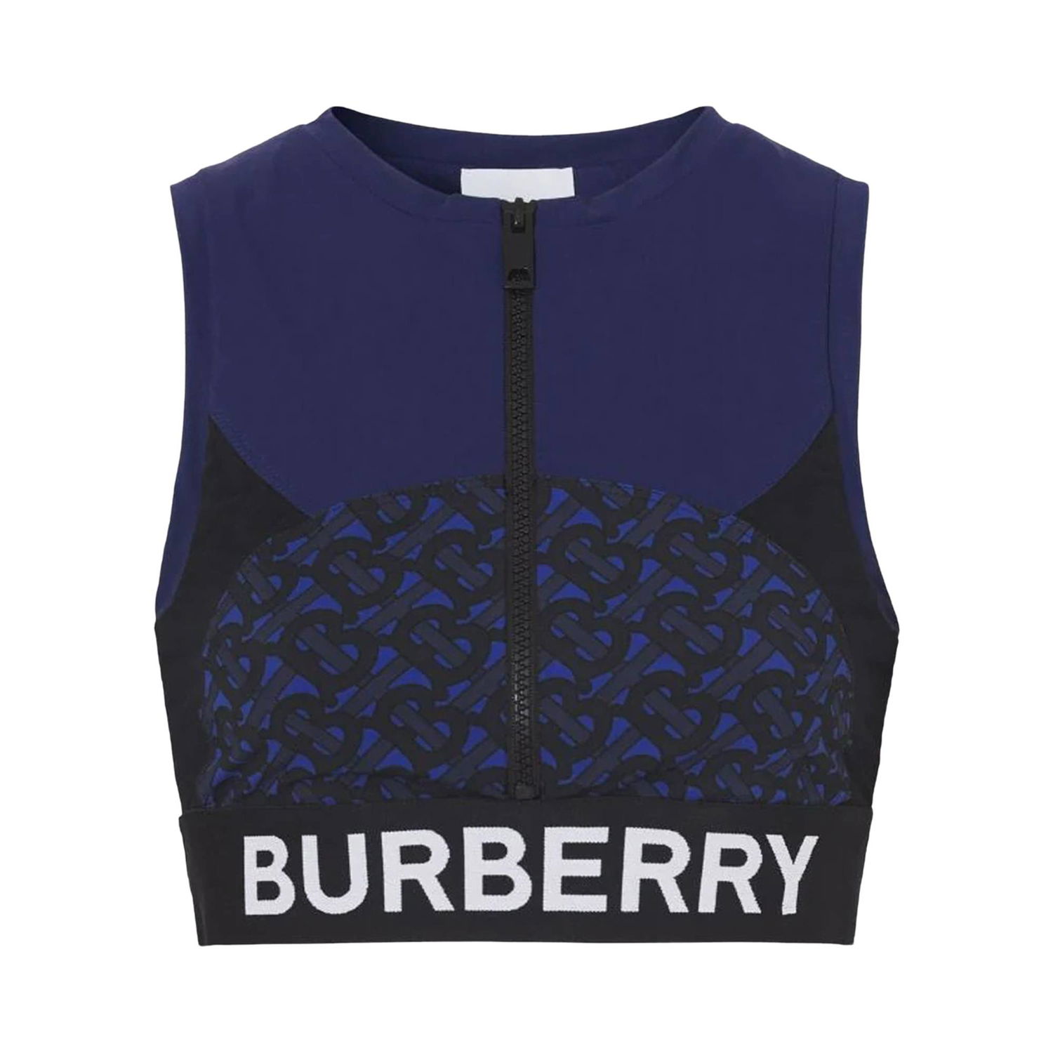 Crop top Burberry Tb Monogram Print Zipped Crop Top Mørkeblå | 8047656, 1
