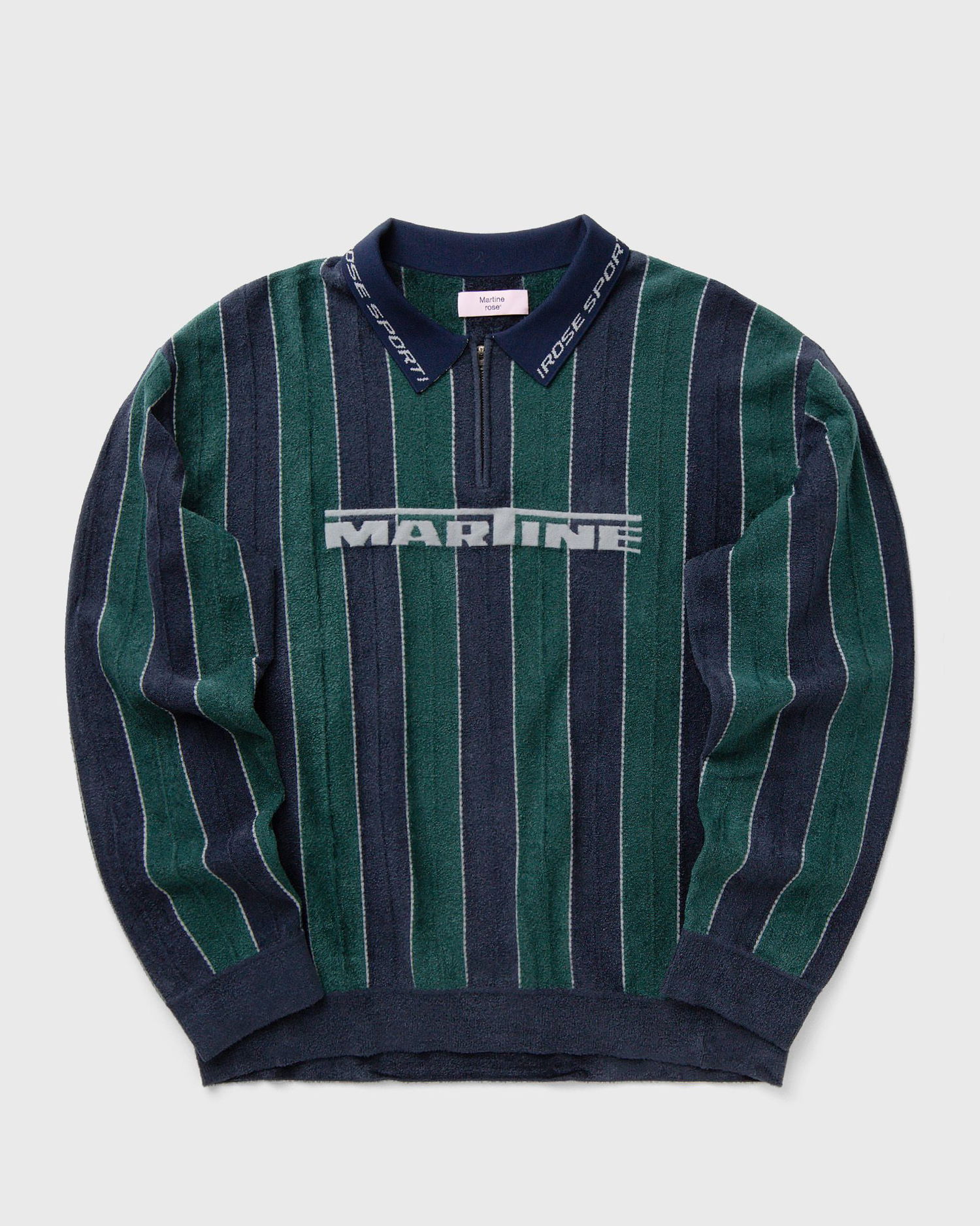 Polo skjorte Martine Rose Sporty Striped Long-Sleeve Half-Zip Terry Logo Polo Flerfarvet | 981YA20407-GRN, 0