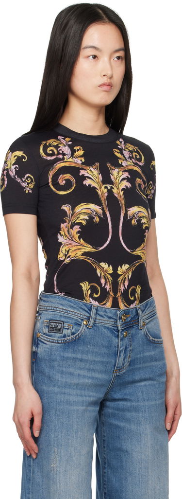 T-shirt Versace Versace Jeans Couture Outline Barocco T-Shirt Hvid | E78HAH6P8_EJS472, 4