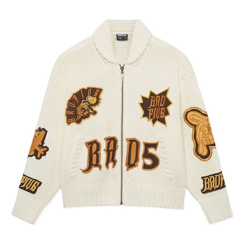 Sweater Li-Ning BadFive Graphic Knit Jacket Hvid | AMBS151-1
