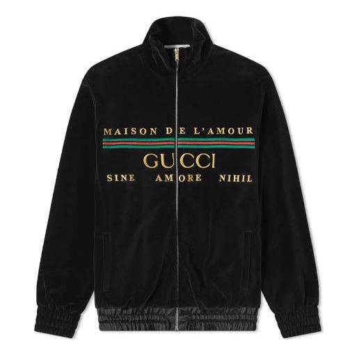 Sweatshirt Gucci Embroidered Zip-Up Velvet Jacket Sort | 595533-XJBTD-1082, 0