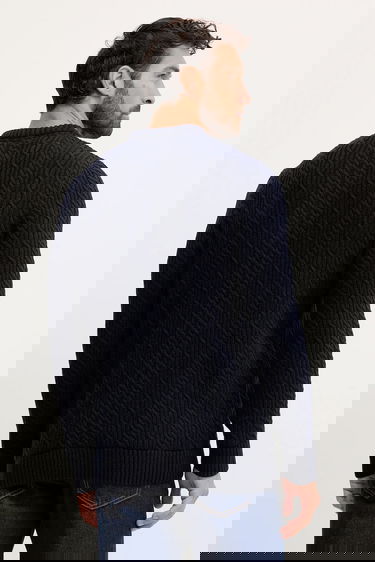 Sweater Barbour Barbour Cable Knit Sweater Mørkeblå | MKN1679, 2