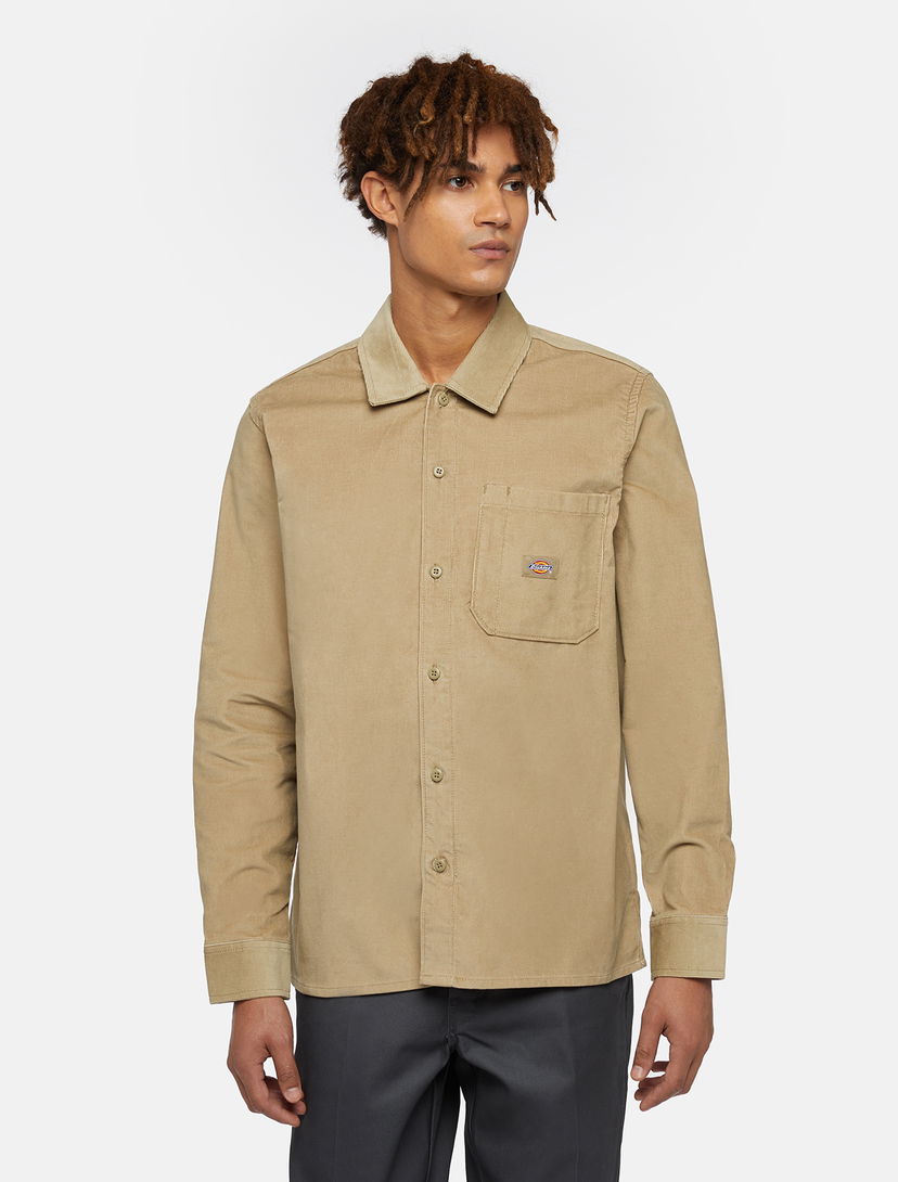 Skjorte Dickies Corduroy Shirt Man Khaki Grøn | 0A8652