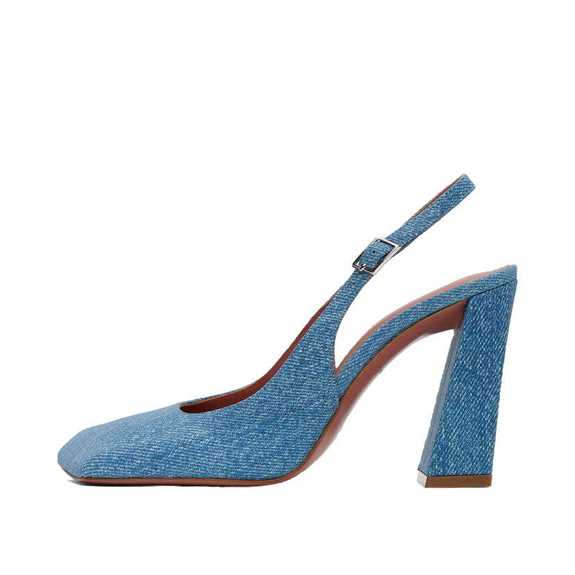 Sneakers og sko Amina Muaddi Sling Suede Heels Blå | CHARLOTTE SLING BLOCK PRINTED
