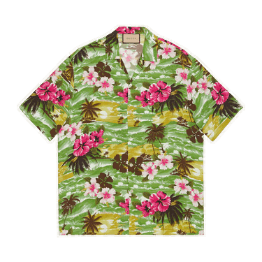 Skjorte Gucci Printed Bowling Shirt Grøn | 694124 ZAJST 3824, 0