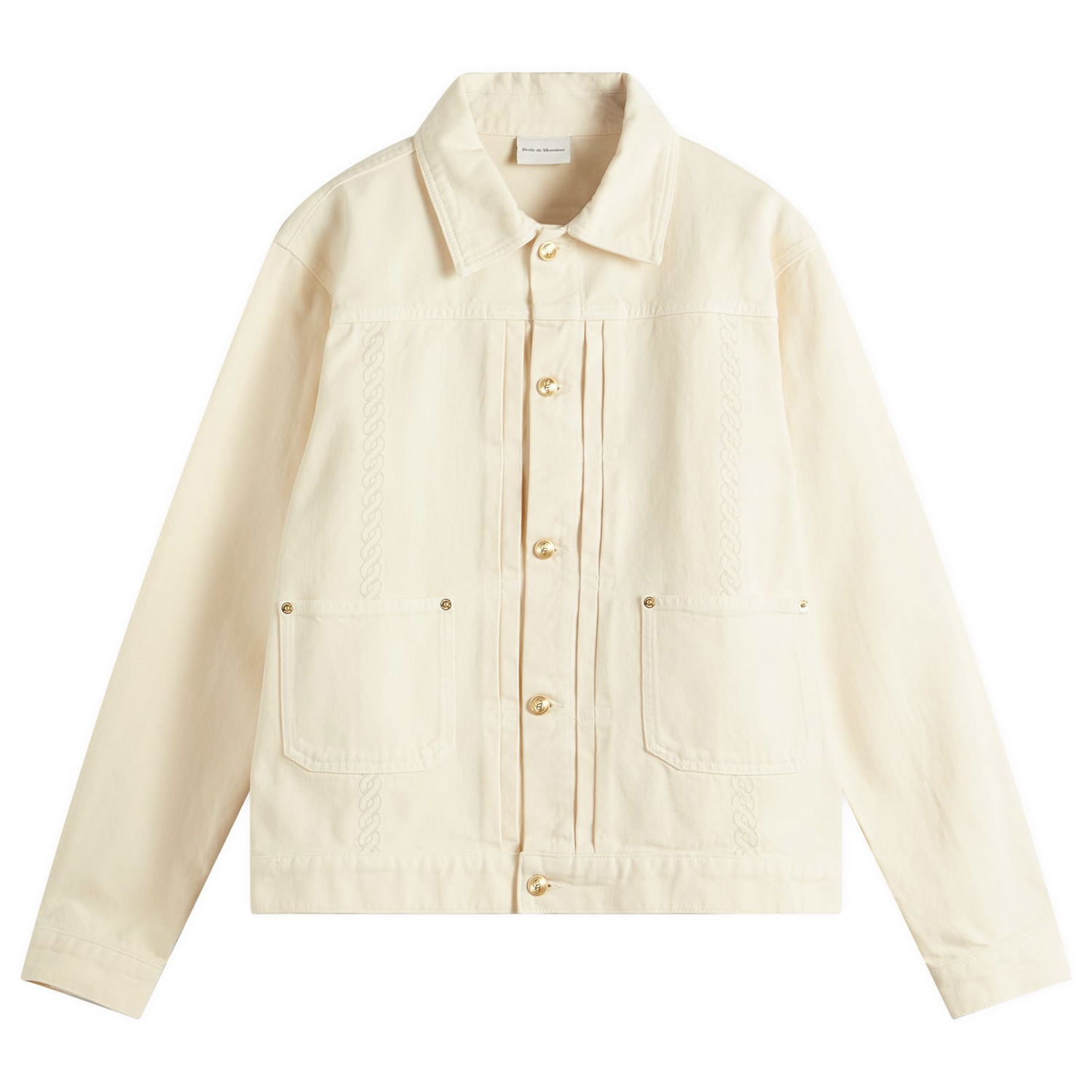 Jakke Drôle de Monsieur Embroidered Denim Jacket Beige | G-JT172-CO188-OW, 0