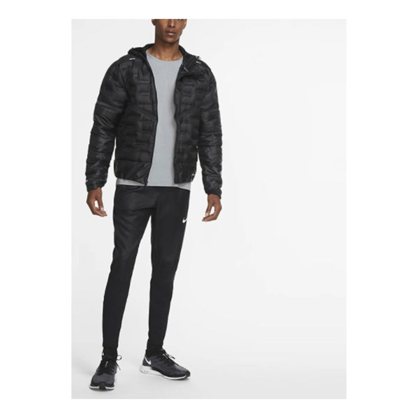 Puffer jakke Nike Reflective Logo Running Down Jacket Sort | CU7793-010