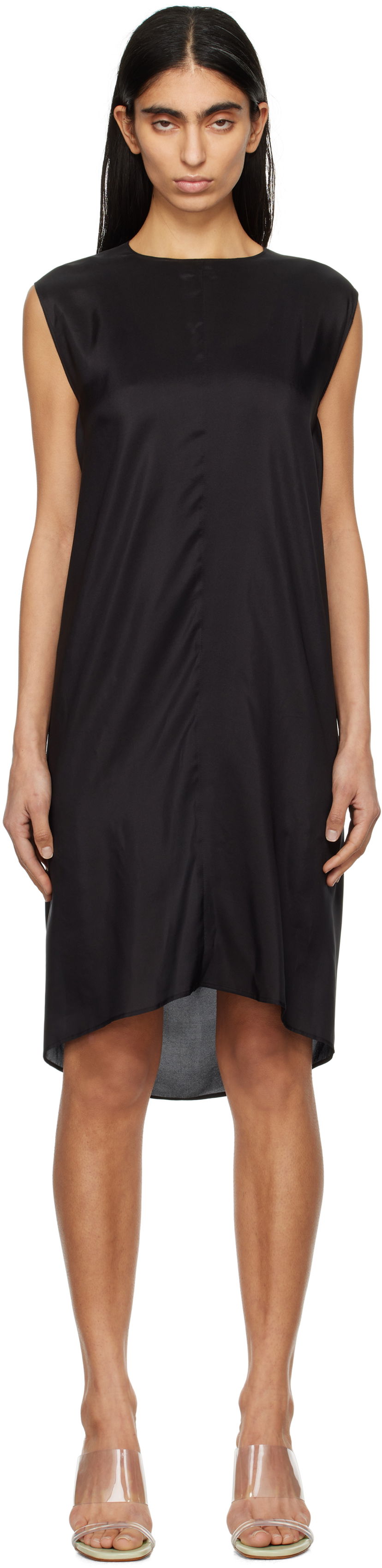 Kjole Maison Margiela MM6 Maison Margiela Silk Shift Midi Dress Sort | S52DA0064 M35244