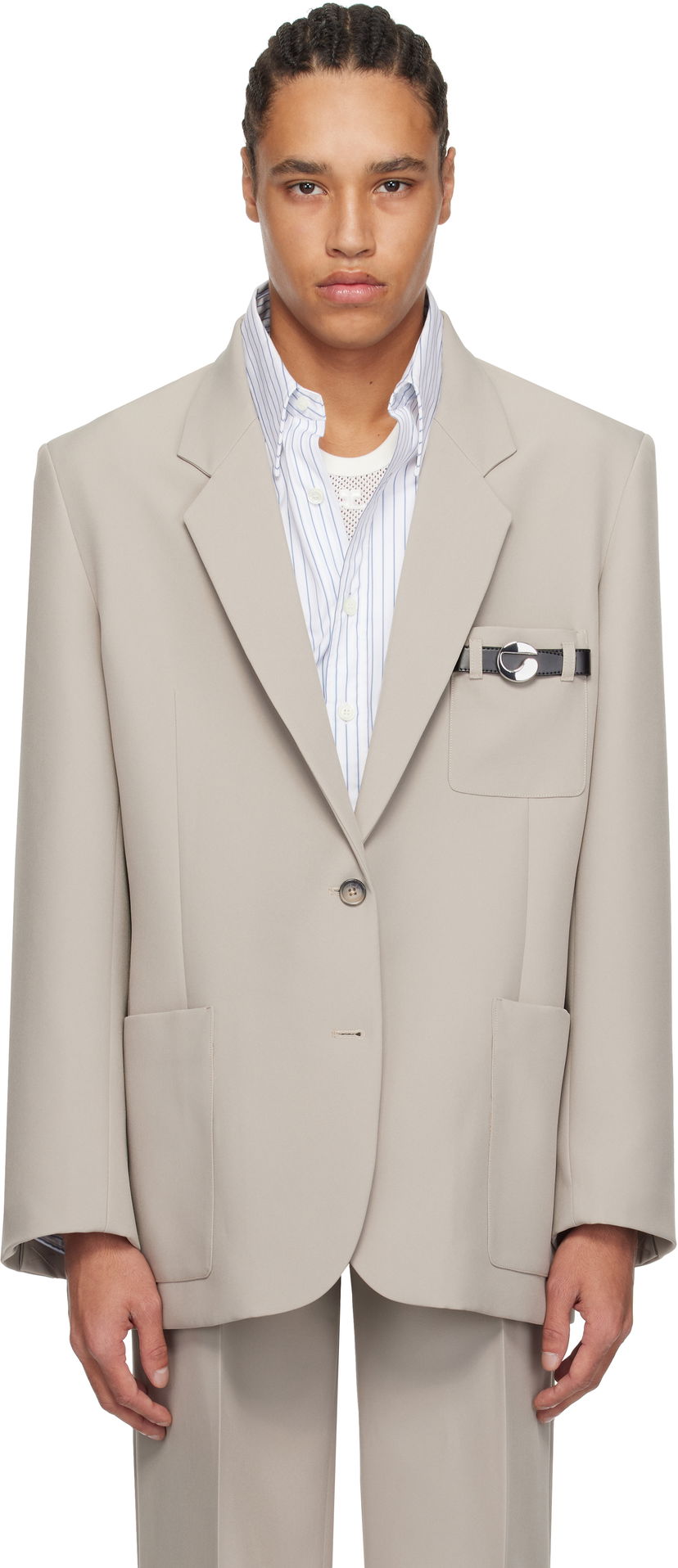 Jakke Coperni Coperni Tailored Blazer with Belted Pocket Beige | COPV69F3004MEN