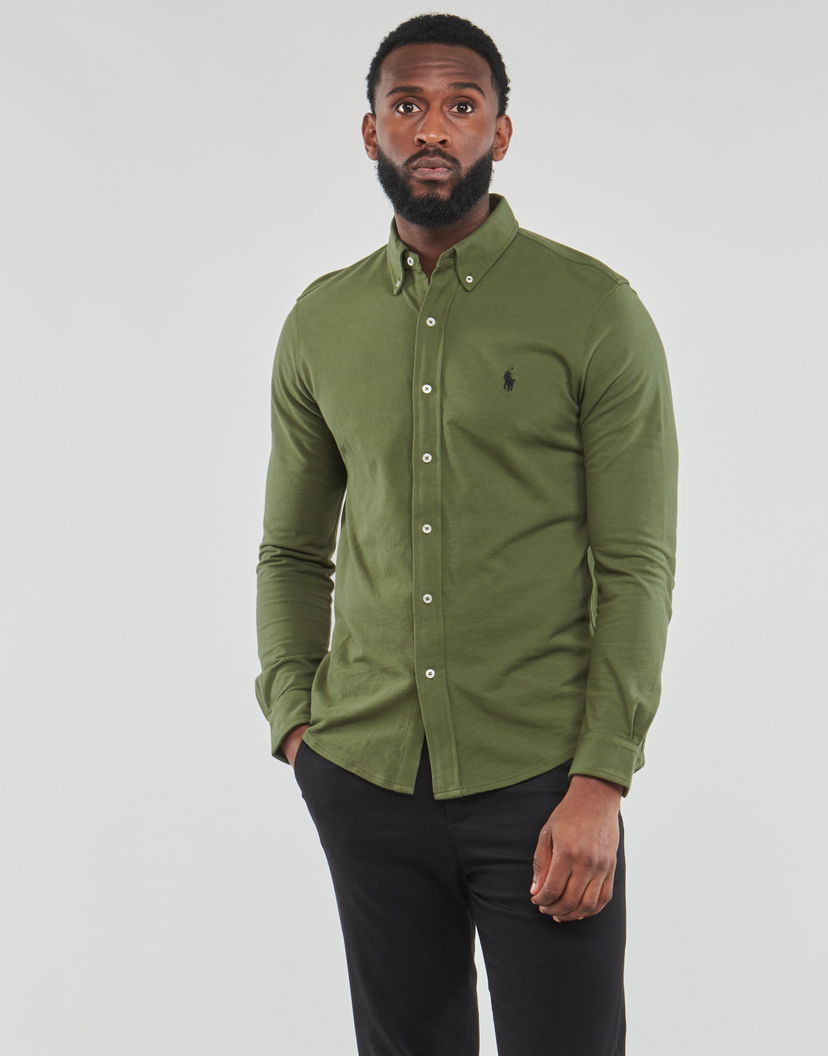 Skjorte Polo by Ralph Lauren Polo Pony Embroidered Cotton Shirt Grøn | 710654408092