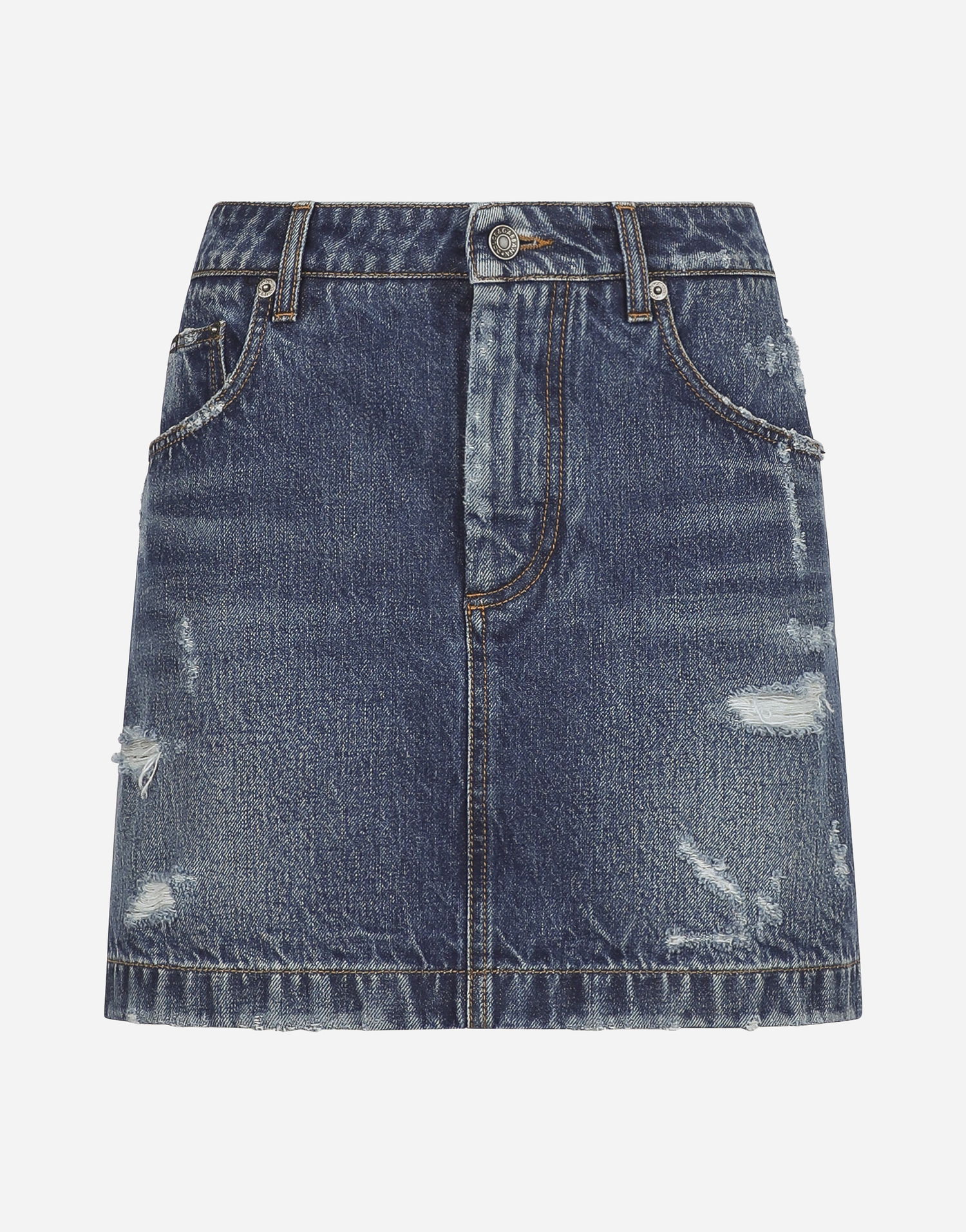 Nederdel Dolce & Gabbana Ripped Denim Mini Skirt Blå | F4CPKDG8KR1S9001, 0