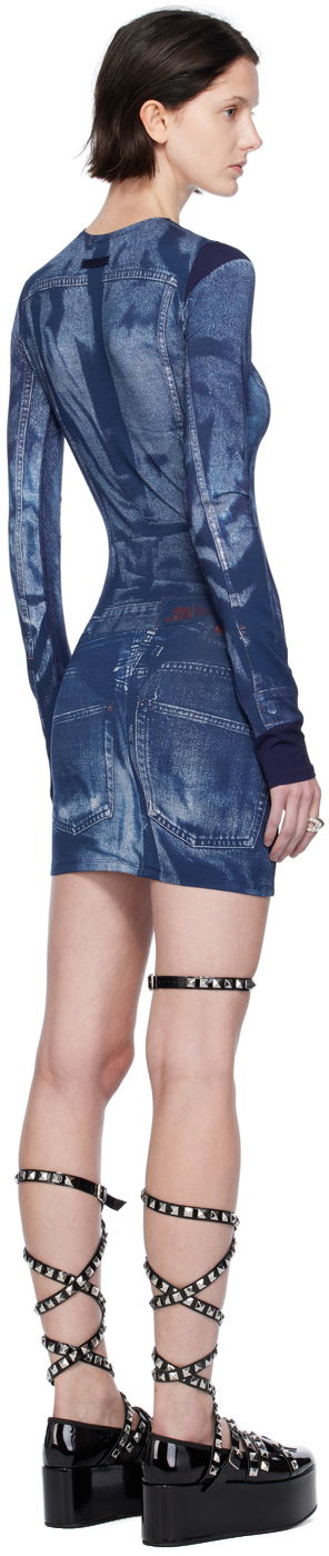 Kjole Jean Paul Gaultier Jean Paul Gaultier Trompe L'oeil Denim Print Minidress Blå | 23/15-F-RO076-J530-5950, 2