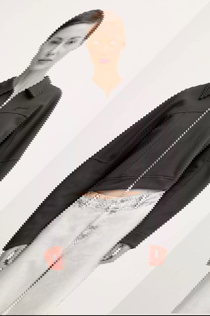 Bomberjakke GANNI GANNI Heavy Terry Jersey Bomber Jacket Sort | T4358, 0