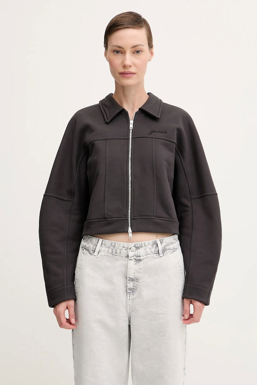 Bomberjakke GANNI GANNI Heavy Terry Jersey Bomber Jacket Sort | T4358