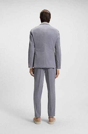Jakke BOSS Slim-fit Stretch-Cotton Corduroy Blazer Grå | 50551597, 1