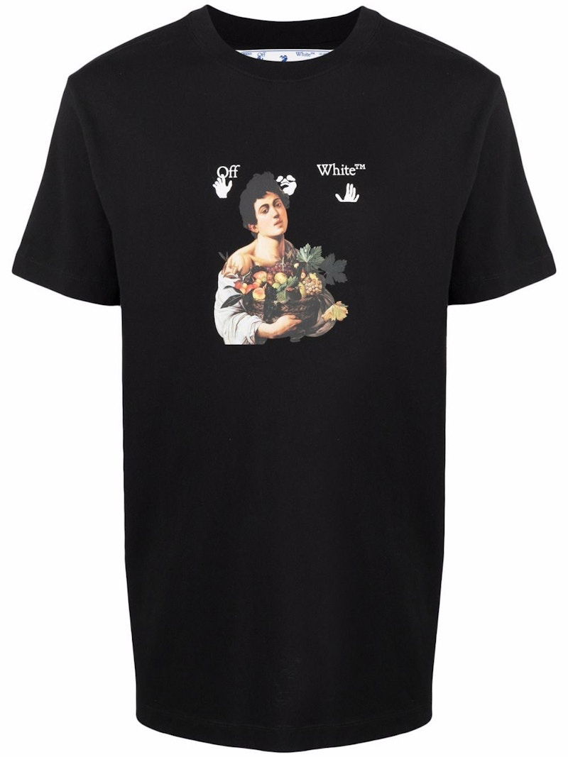 T-shirt Off-White Caravaggio Boy T-shirt Black/White Sort | OMAA027S21JER011