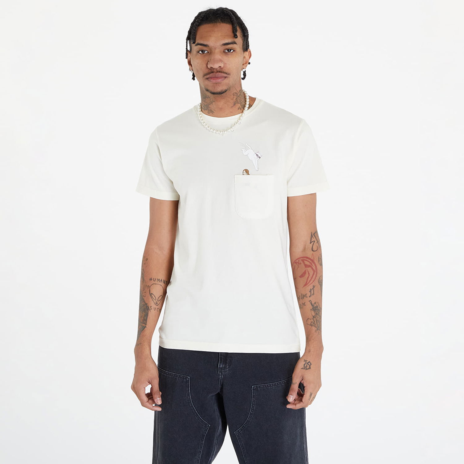 T-shirt RIPNDIP Jumpin In Pocket Tee Beige | RNDHOL23171, 0