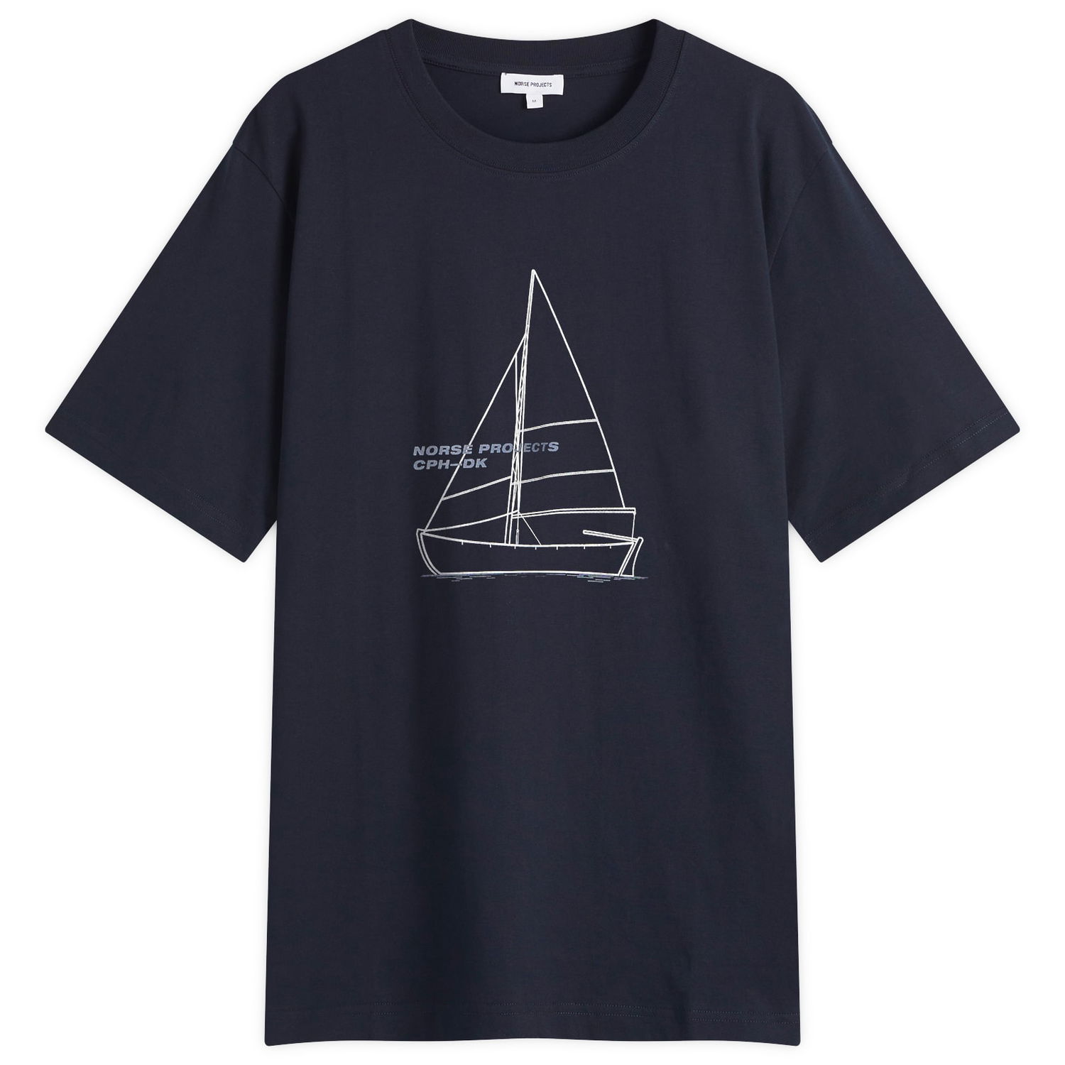 T-shirt NORSE PROJECTS Norse Projects Holger Boat Print T-Shirt, Size Large Mørkeblå | N01-0677-7004, 0