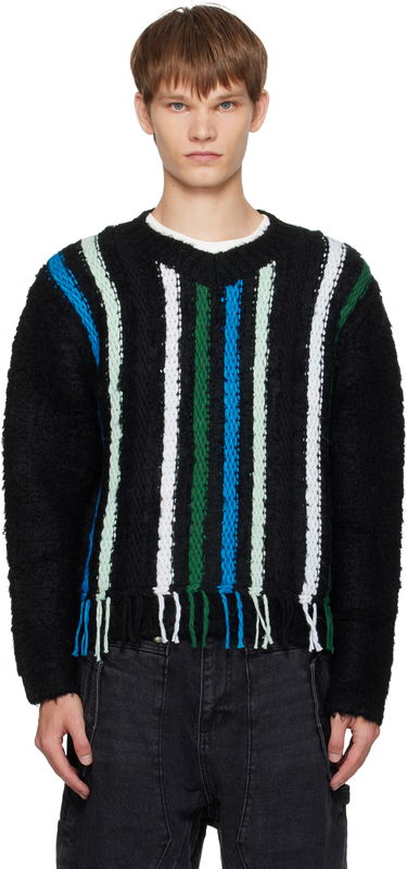 Sweater Andersson Bell Andersson Bell Reverse Stripe Fringe Sweater Sort | atb1350u, 0