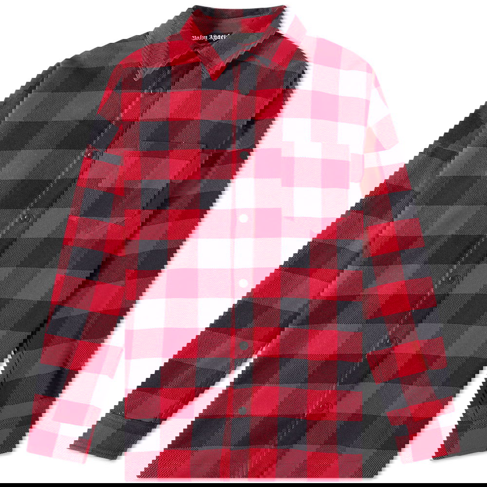 Skjorte Palm Angels Curved Logo Overshirt Rød | PMES002C99FAB0012501, 0