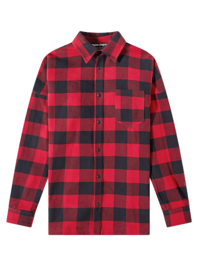 Skjorte Palm Angels Curved Logo Overshirt Rød | PMES002C99FAB0012501