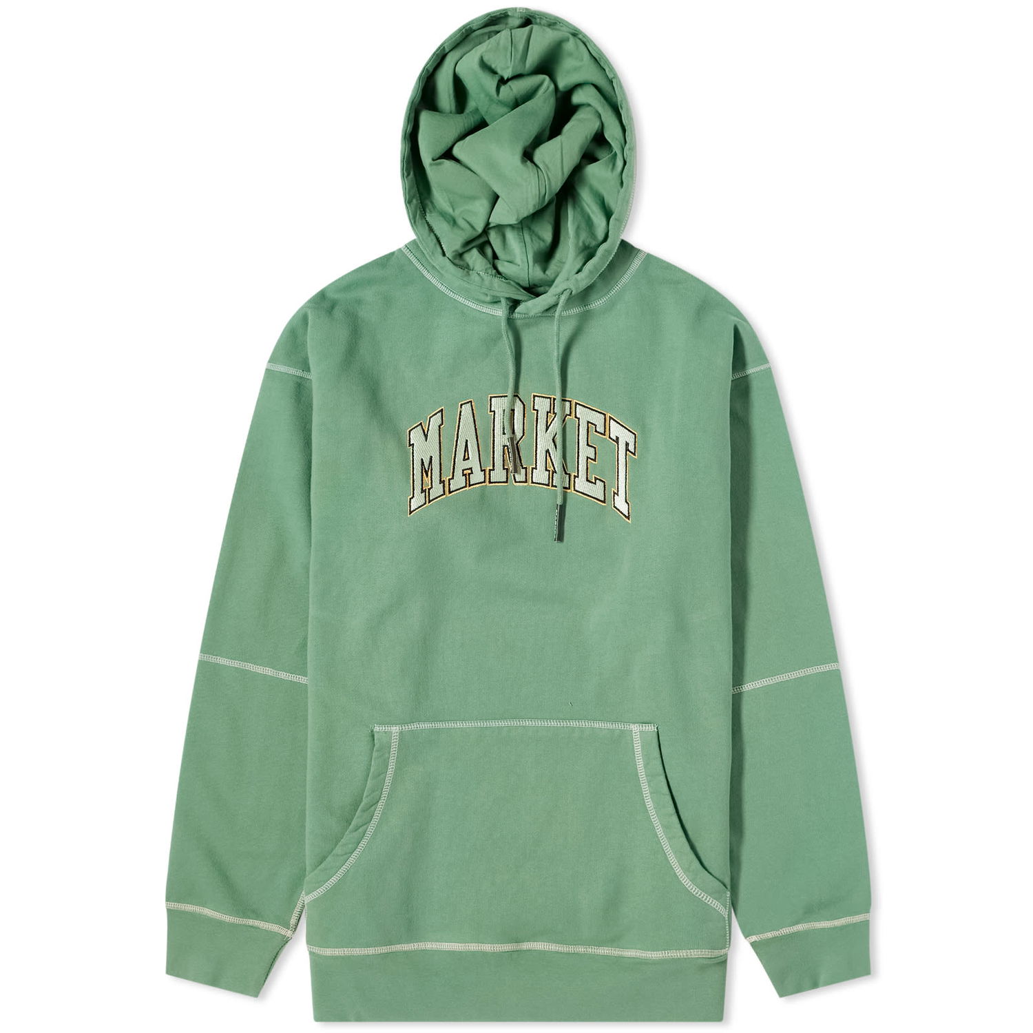 Sweatshirt MARKET Triple Stitch Pullover Hoodie Grøn | 397000507-GRN, 0