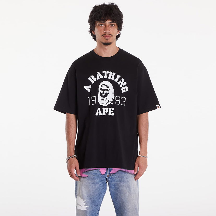 T-shirt BAPE A BATHING APE Og Ape Head College Relaxed Fit Tee Sort | 001TEK301352MBLK