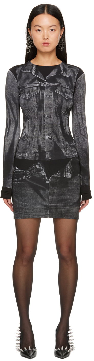 Kjole Jean Paul Gaultier Jean Paul Gaultier Trompe L'œil Printed Minidress Sort | 23/15-F-RO076-J530-0002