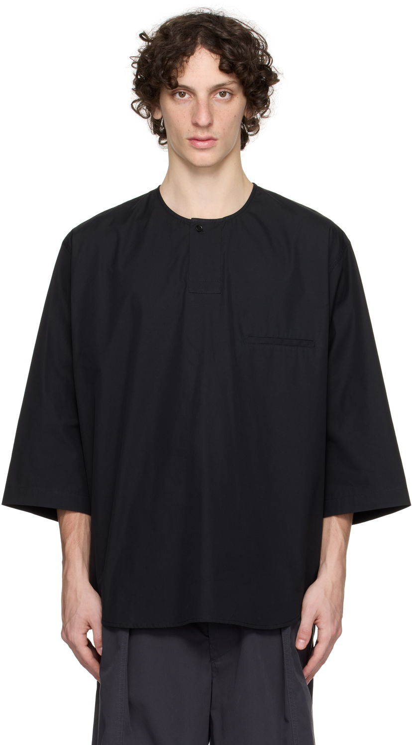 Skjorte LEMAIRE Lemaire Short Sleeve Henley Sort | TO1326 LF839
