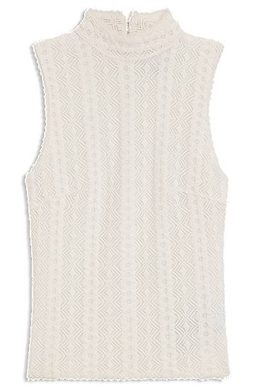 Tanktop BOSS Textured Mock Neck Sleeveless Top Hvid | 50543556
