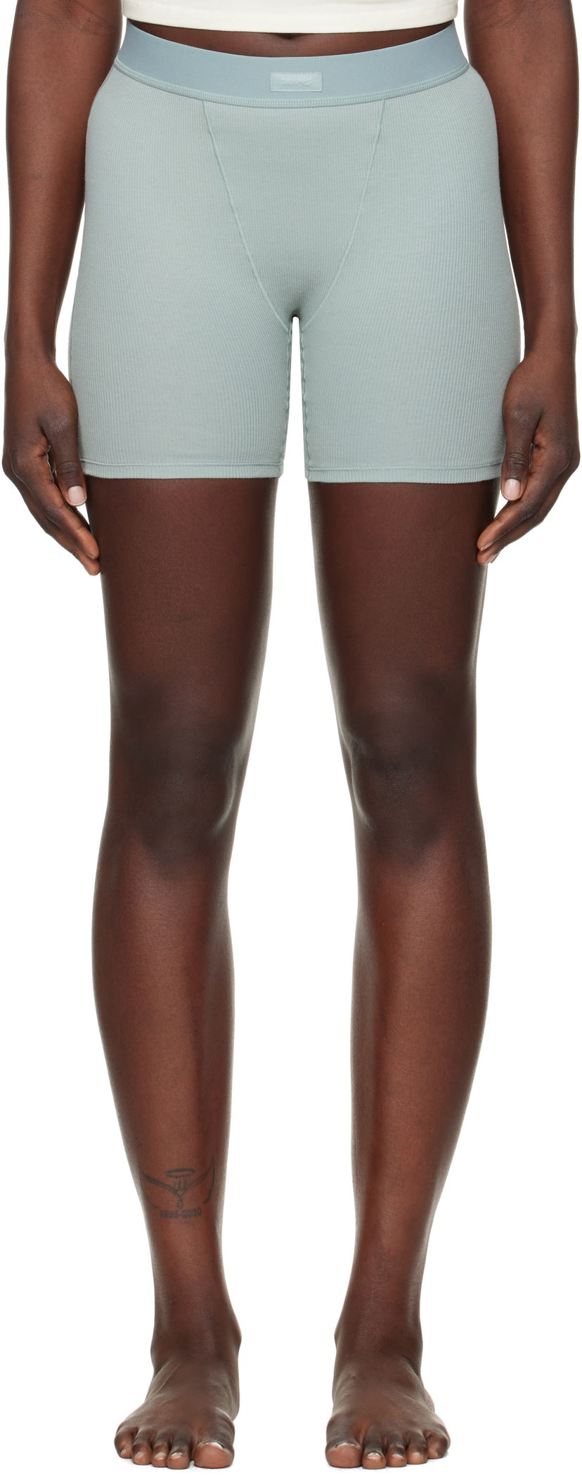 Krop SKIMS Ribbed Boxer Shorts Grøn | BO-BOX-5595W