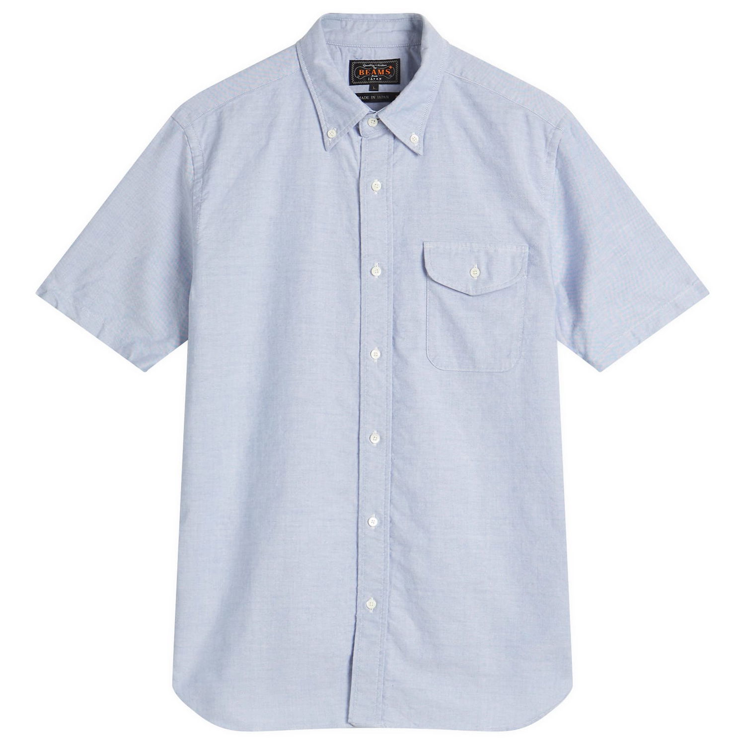 Skjorte BEAMS Plus Button Down Short Sleeve Oxford Shirt, Size Medium Blå | 3801-0032-139-70, 1