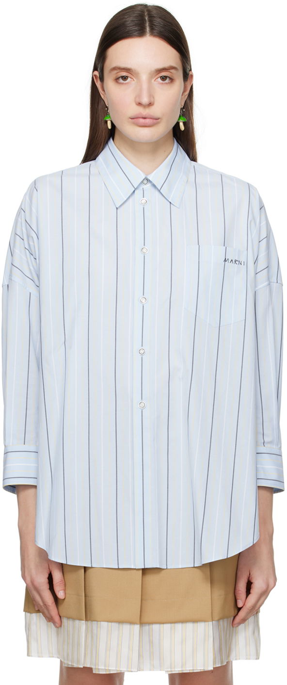 Skjorte Marni Striped Shirt Blå | CAMA0567S0 UTC313